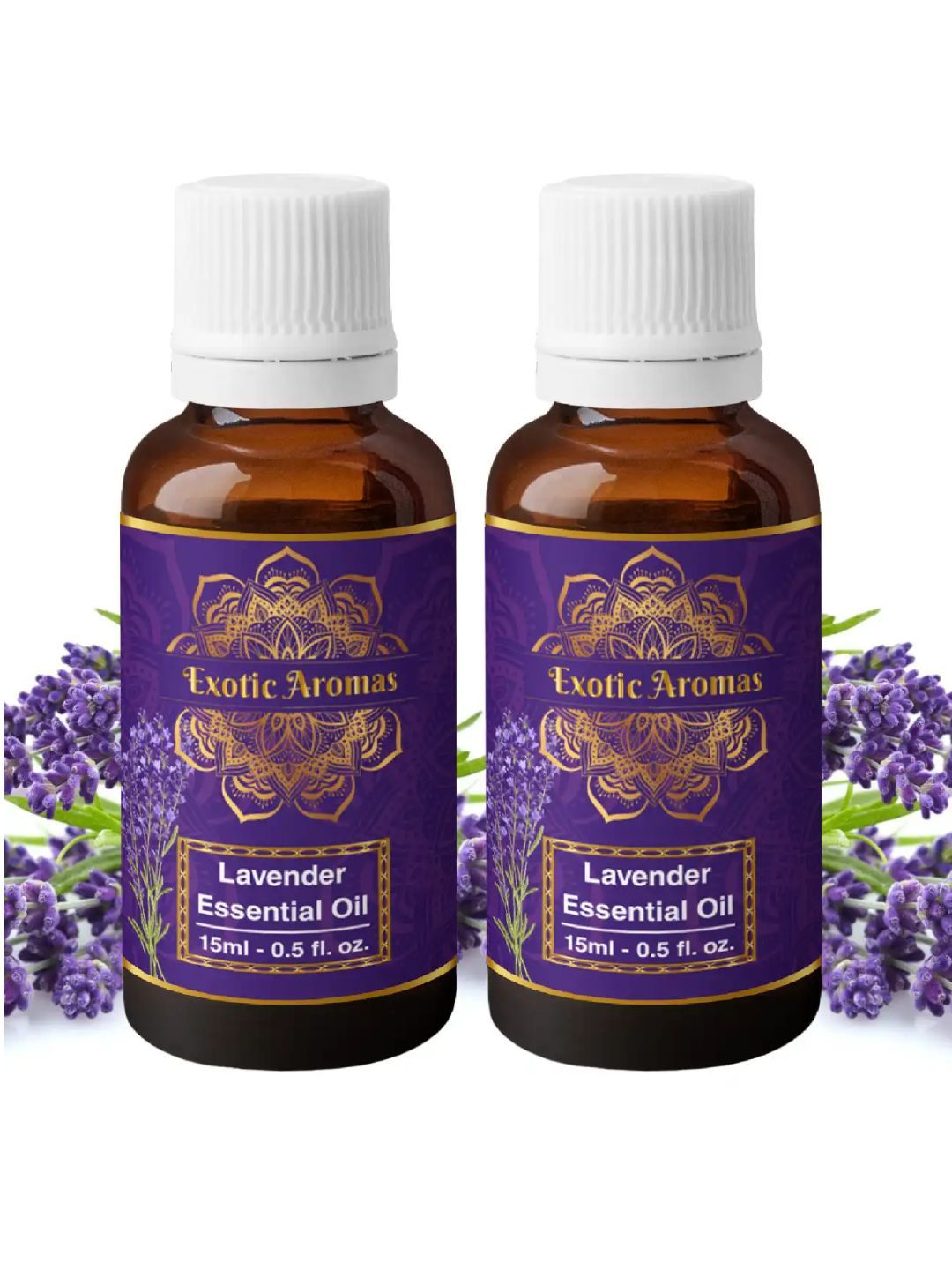 EXOTIC AROMAS Set Of 2 Lavender Essential Oil For Stress Relief Hair & Sleep - 15ml Each