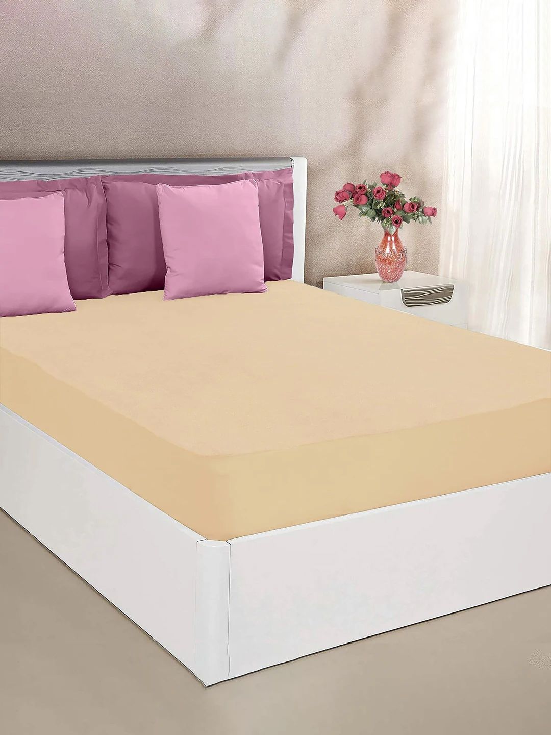 GADDA CO Beige Queen Bed Soft & Waterproof Mattress Protector