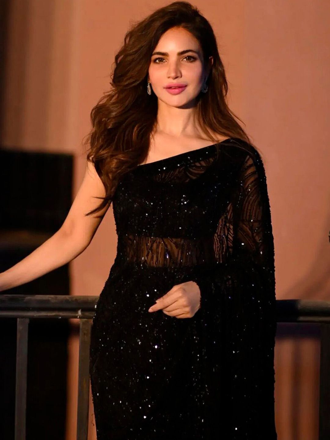 Black Sequinned Embellished Fusion Saree 3