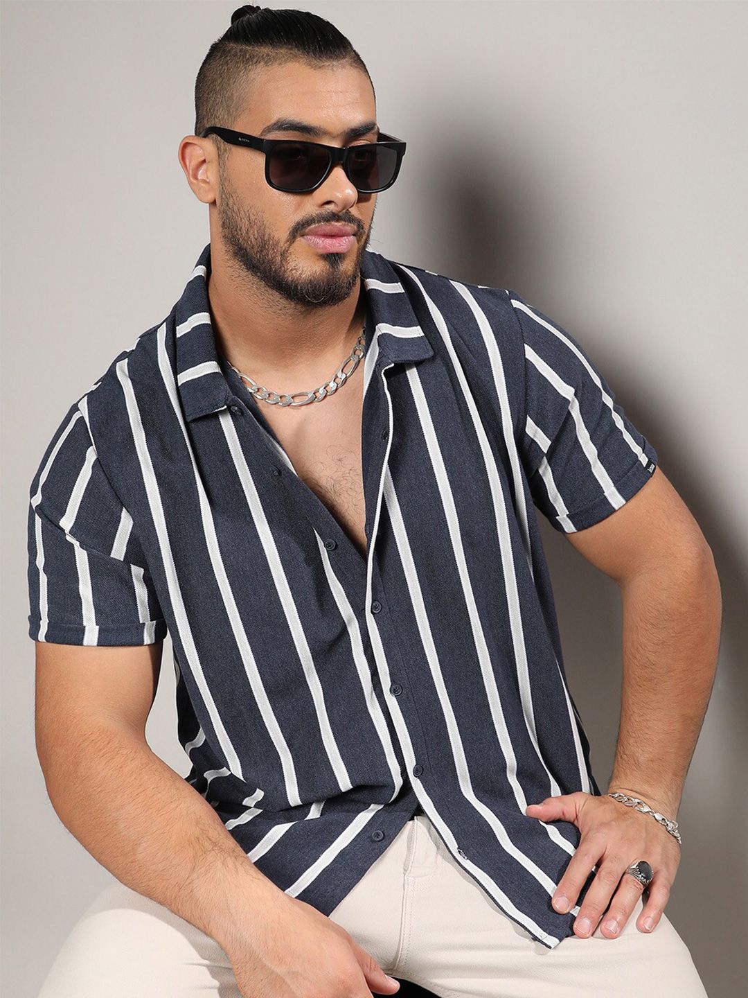 Instafab Plus Classic Vertical Striped Casual Shirt