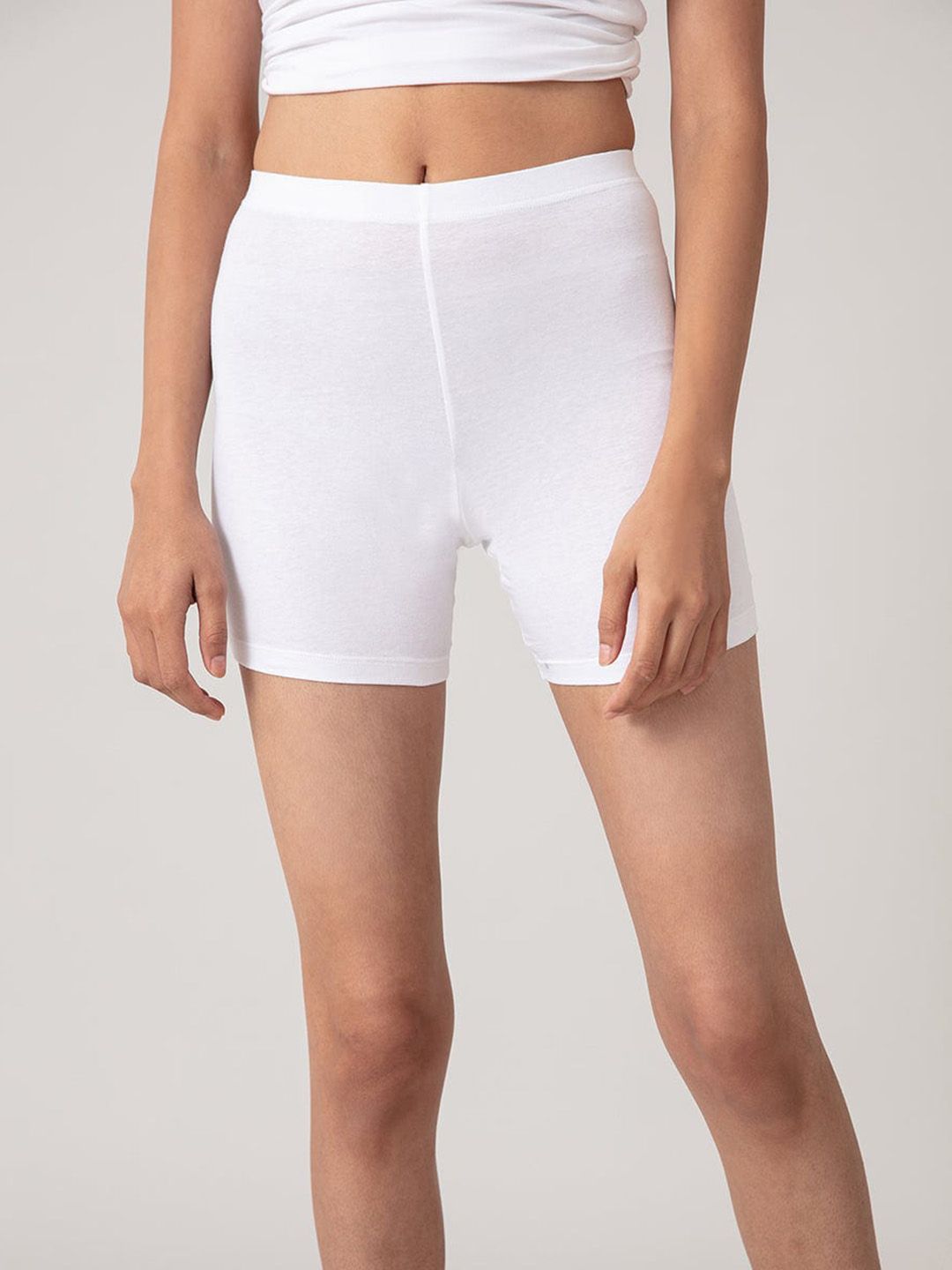 Nykd By Nykaa Stretch Cotton Cycling Shorts NYP083-White