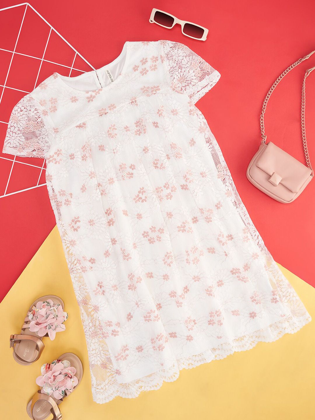 Pantaloons Junior Girls Floral Printed Gathered Detailed A-Line Dress