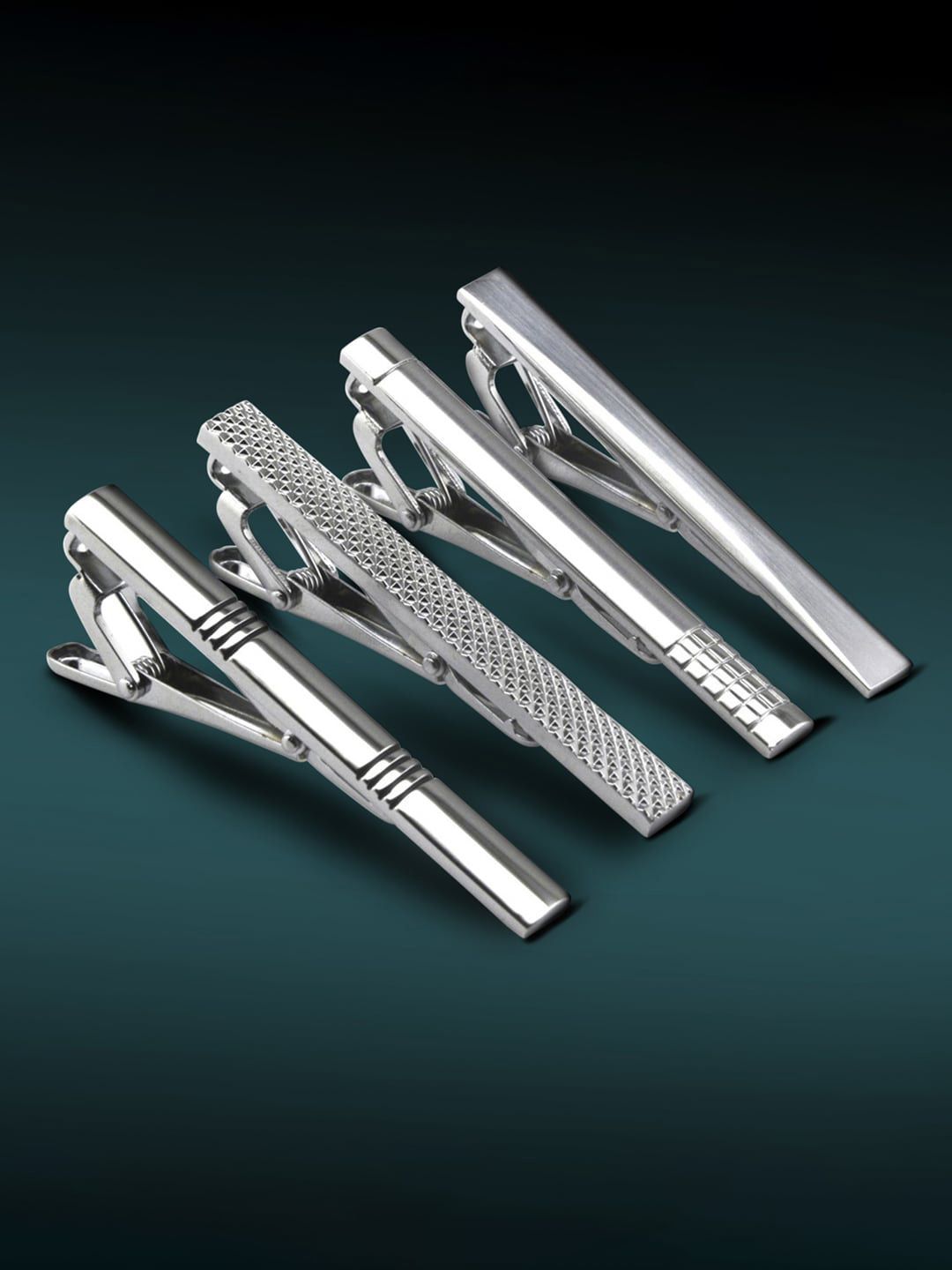 Peora Set Of 4 Silver Plated Tie Pin Brooch