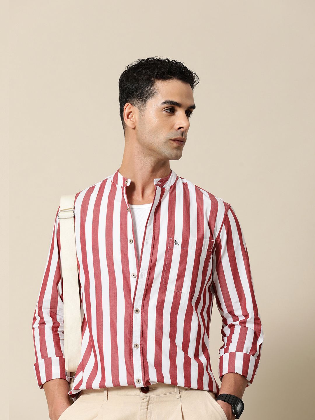 Mr Bowerbird Men Premium Slim Fit Striped Casual Shirt