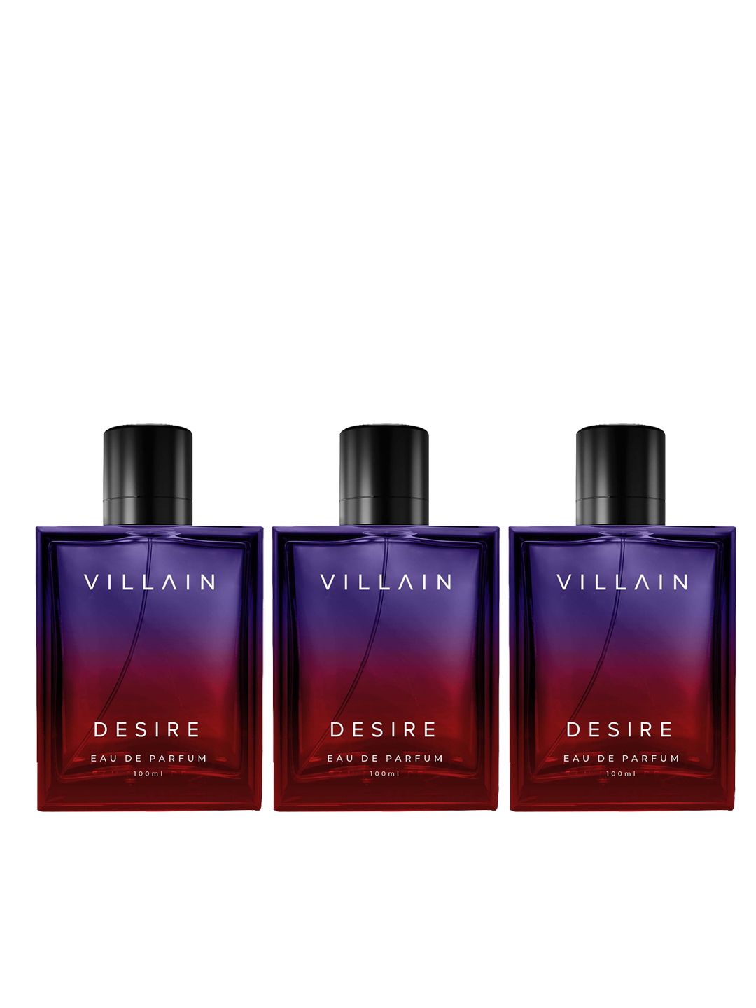 VILLAIN Men Set of 3 Long Lasting Desire Eau De Parfum - 100ml Each