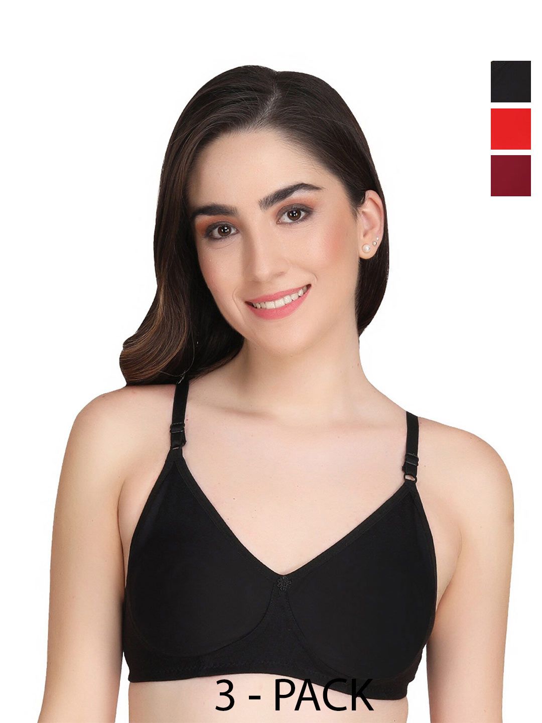 Liigne Pack Of 3 Full Coverage Non Padded Everyday Bra With All Day Comfort