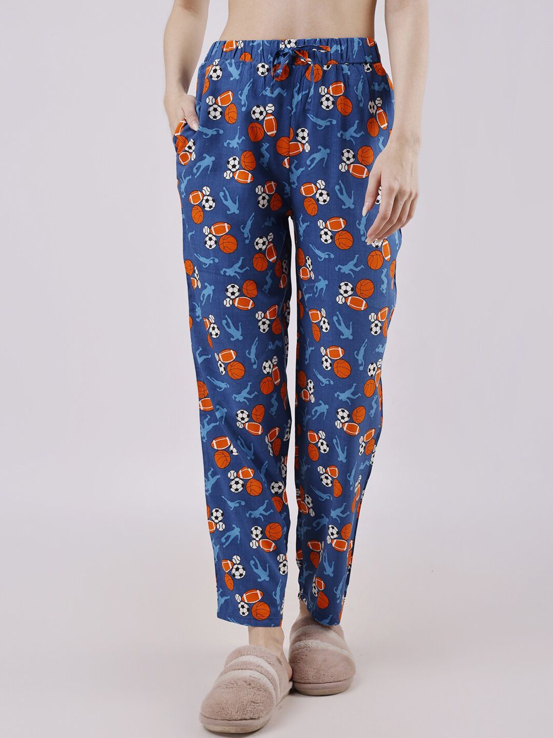 Soie Women Floral Printed Straight Pockets Lounge Pants