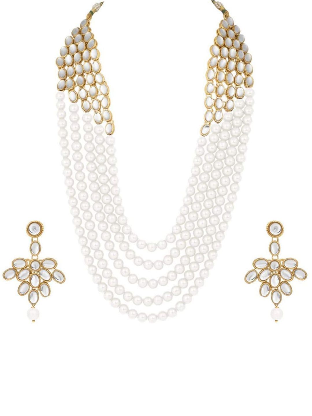 Buy I Jewels Gold Plated Kundan Studded Layered Necklace With Earrings -  - Accessories for Women