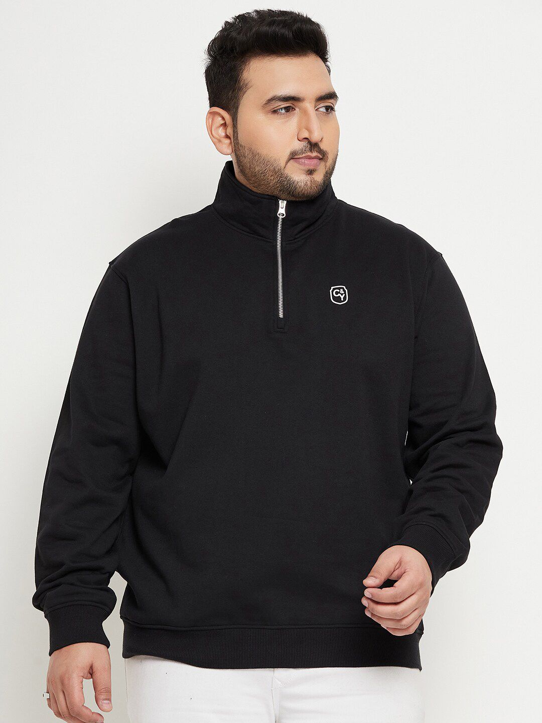 Club York Plus Size Mock Collar Fleece Pullover Sweatshirt