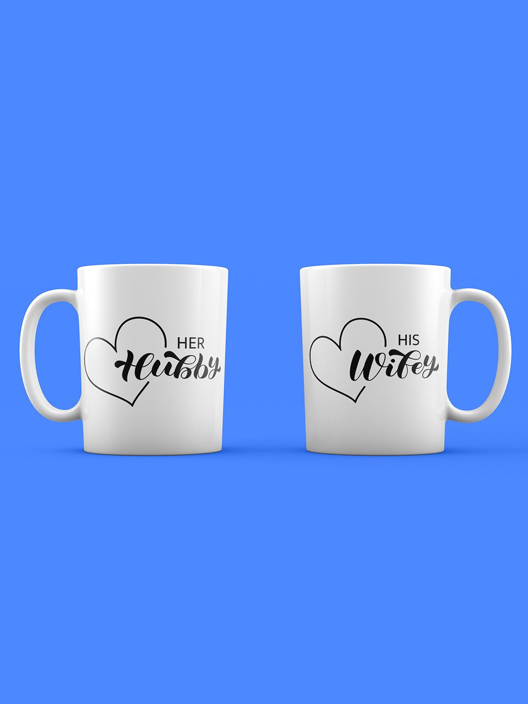 Home Decor Expert Dholak White Typography Ceramic Microwave Safe 2 Piece Mugs-300ml