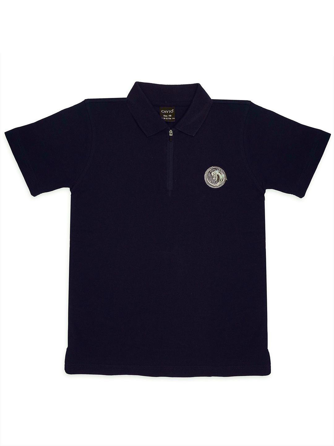 CAVIO Boys Polo Collar Pure Cotton Applique T-shirt