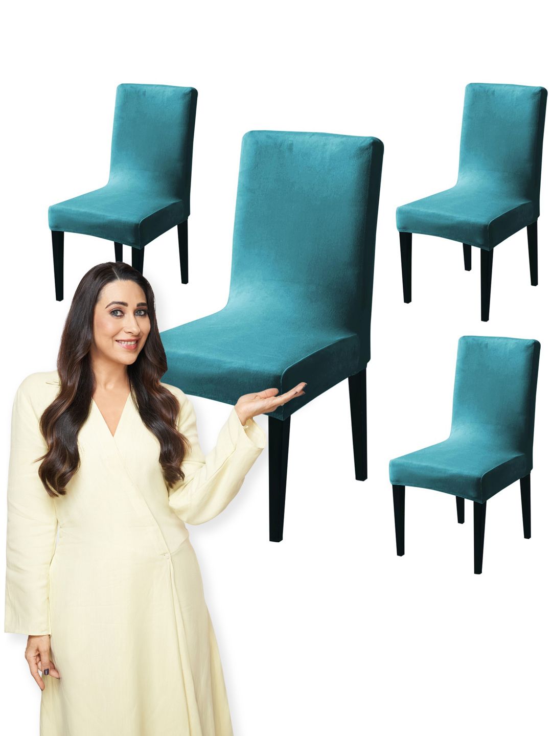 Buy HOKIPO 4 Pieces Turquoise Blue Velvet Square Chair Covers 200 GSM -  - Home for Unisex