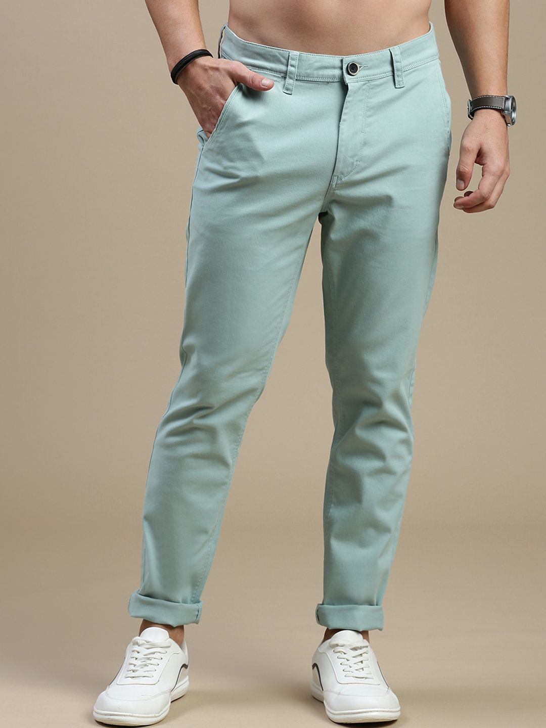 The Roadster Lifestyle Co. Men Blue Relaxed Slim-Fit Mid-Rise Chinos