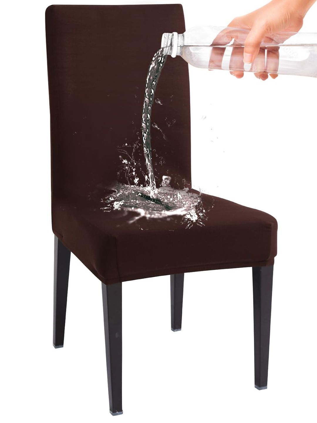 HOKIPO Brown 130 GSM Stretchable Water Resistant Dining Chair Cover