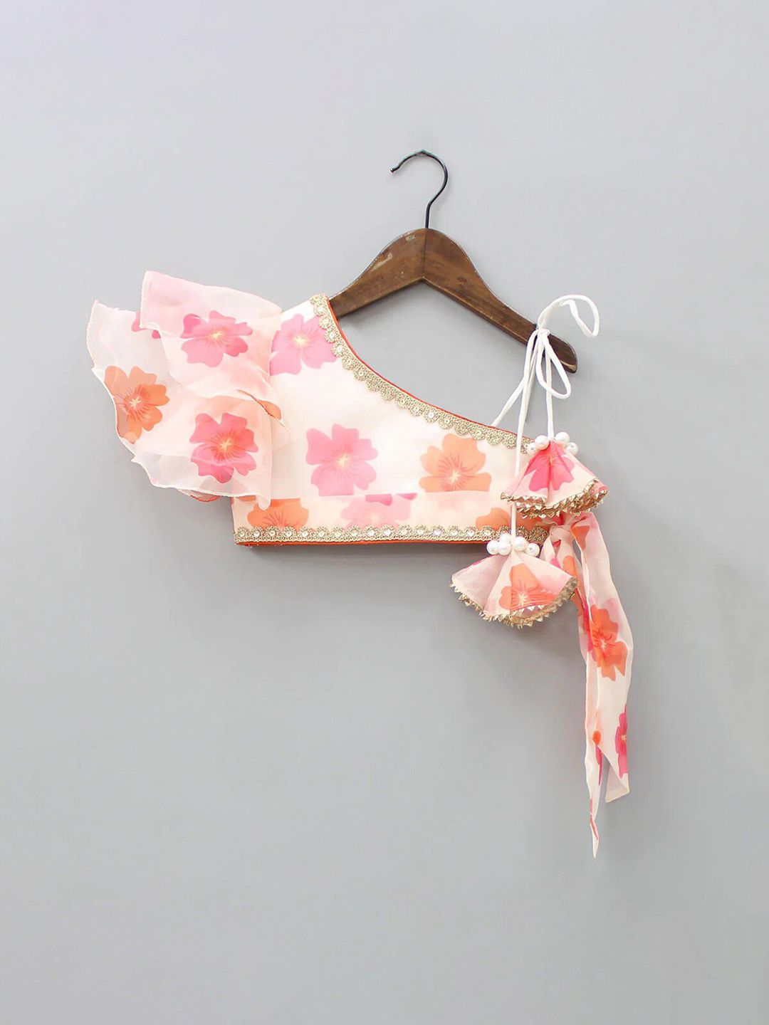 Girls Floral Foil Printed Ready to Wear Lehenga & Blouse 3