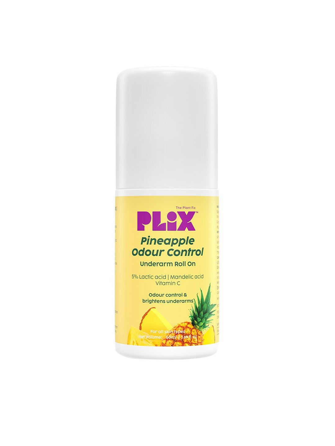 PLIX THE PLANT FIX Pineapple Odour Control Underarm Roll-On with Lactic Acid - 50 ml