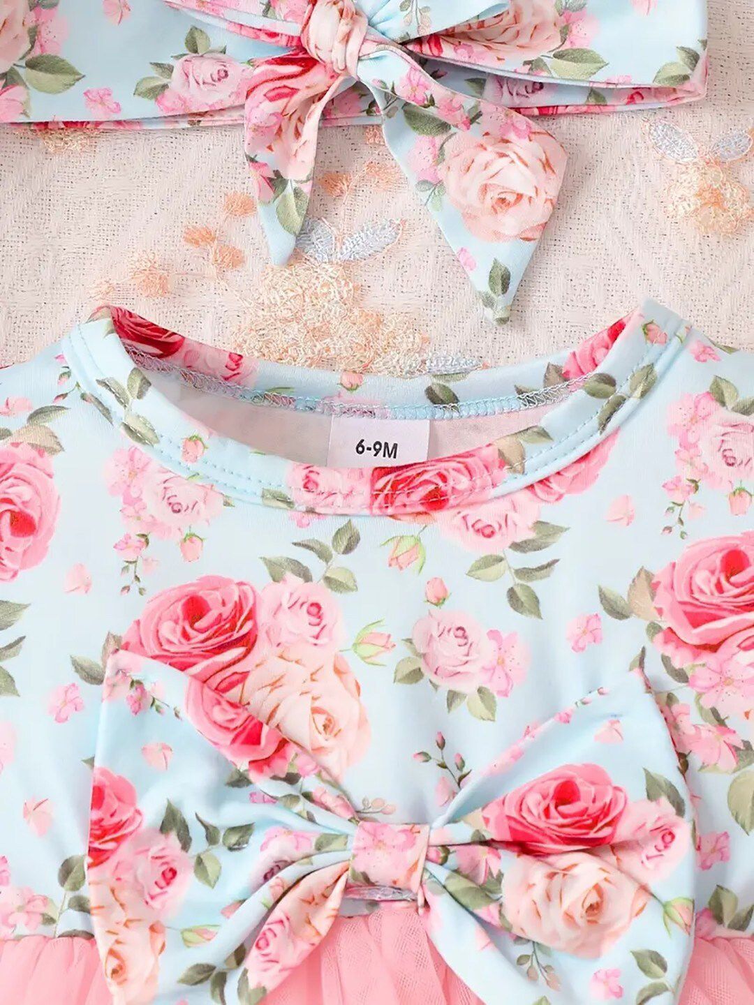 Floral Printed Net Ruffles Fit and Flare Dress 3