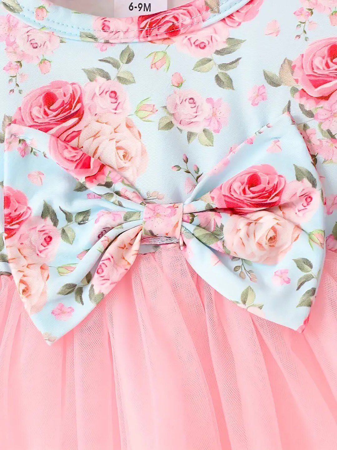 Floral Printed Net Ruffles Fit and Flare Dress 7