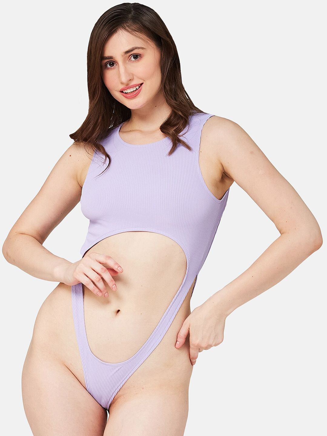 Buy SECRETS BY ZEROKAATA Women Solid Ribbed Beachwear Bodysuits Sleeveless Swimwear -  - Apparel for Women