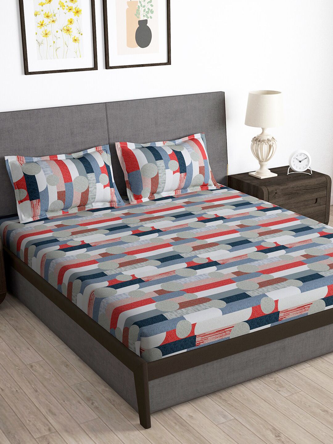 Story@home Grey Microfiber 160 TC Queen Bedsheet with 2 Pillow Covers-89 x 98In