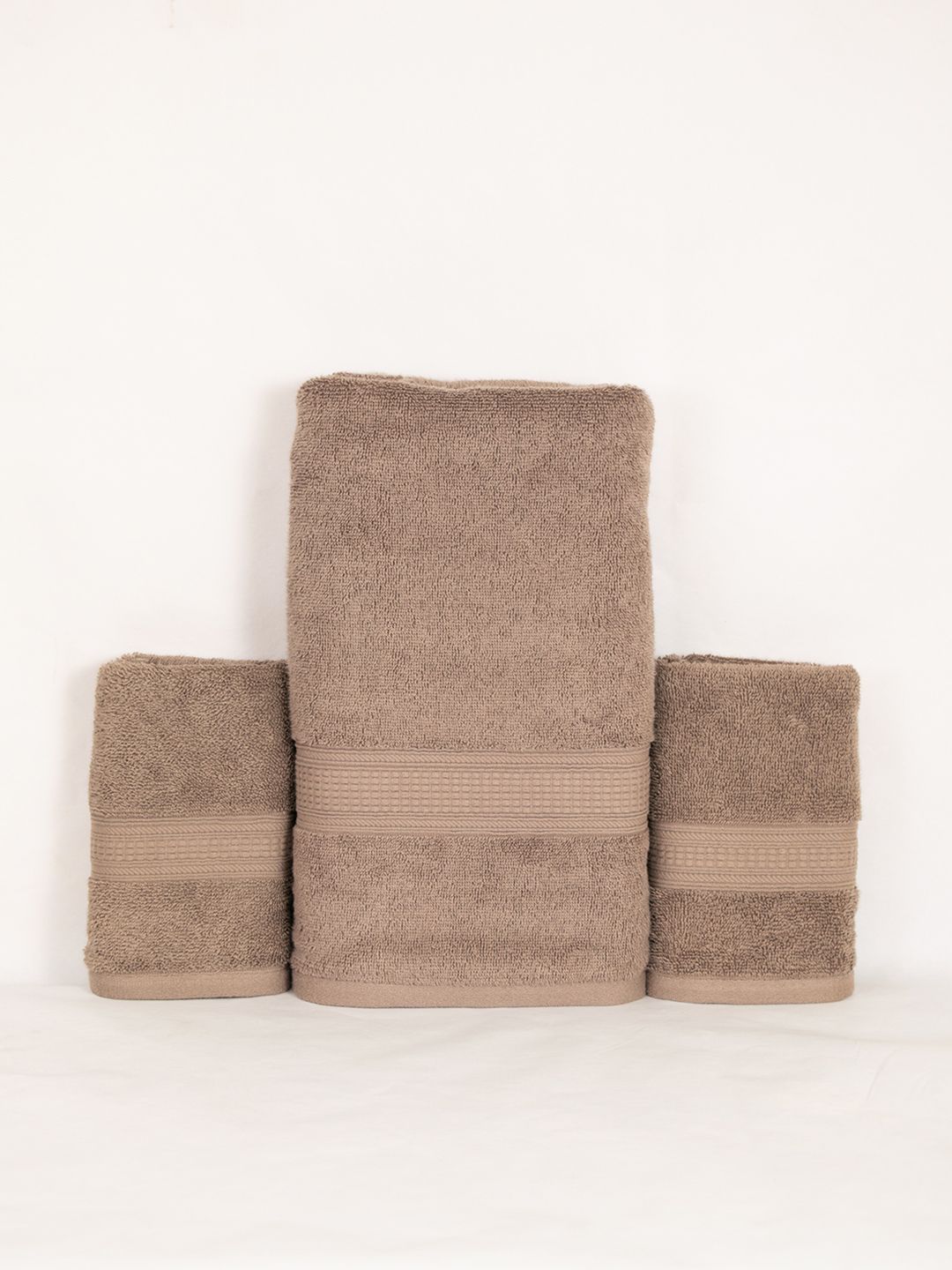 Aura Beige 3Pcs 550 GSM Pure Cotton Ultra Soft Towel Set