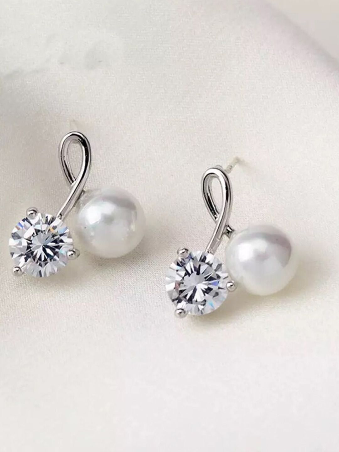 Shining Diva Fashion Silver-Plated Studs Earrings