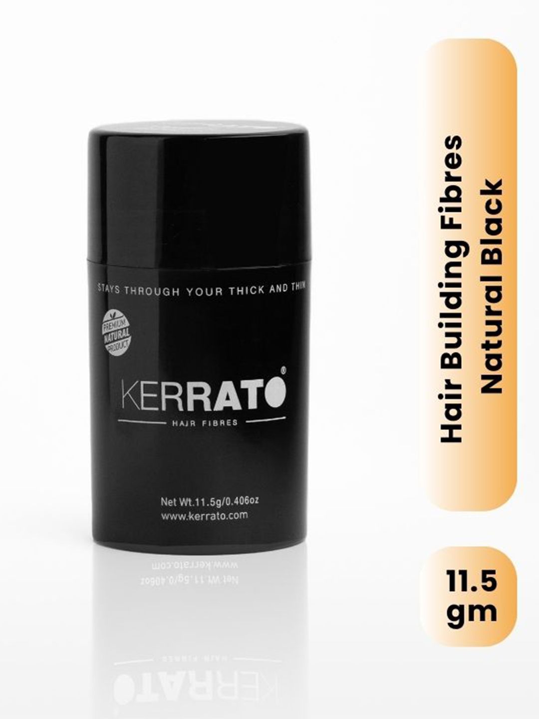 KERRATO HAIR FIBRES Natural Hair Building Fibers For Thin Hair - 11.5g - Natural Black