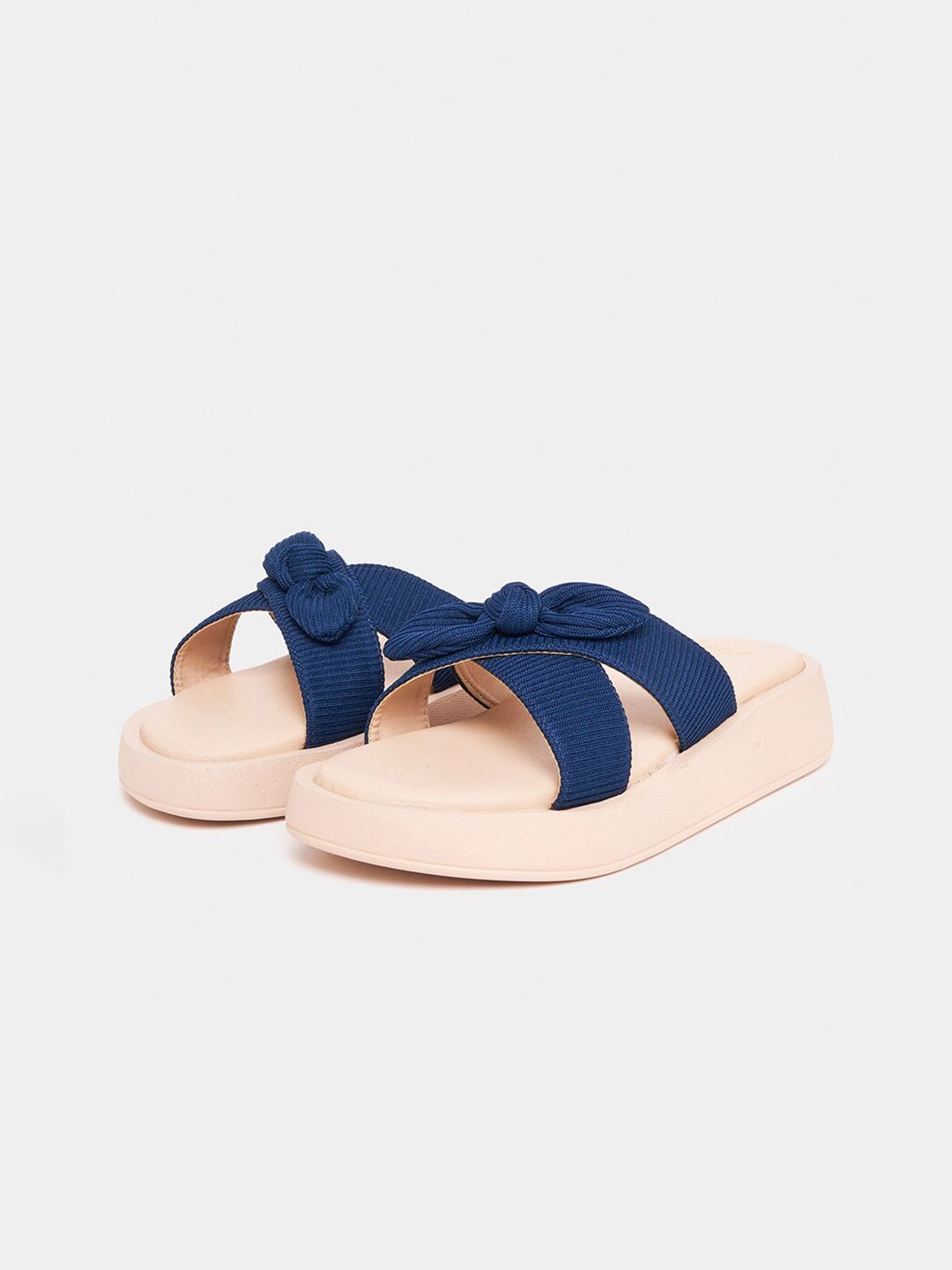 Styli Bow Detail Chunky Open Toe Flats