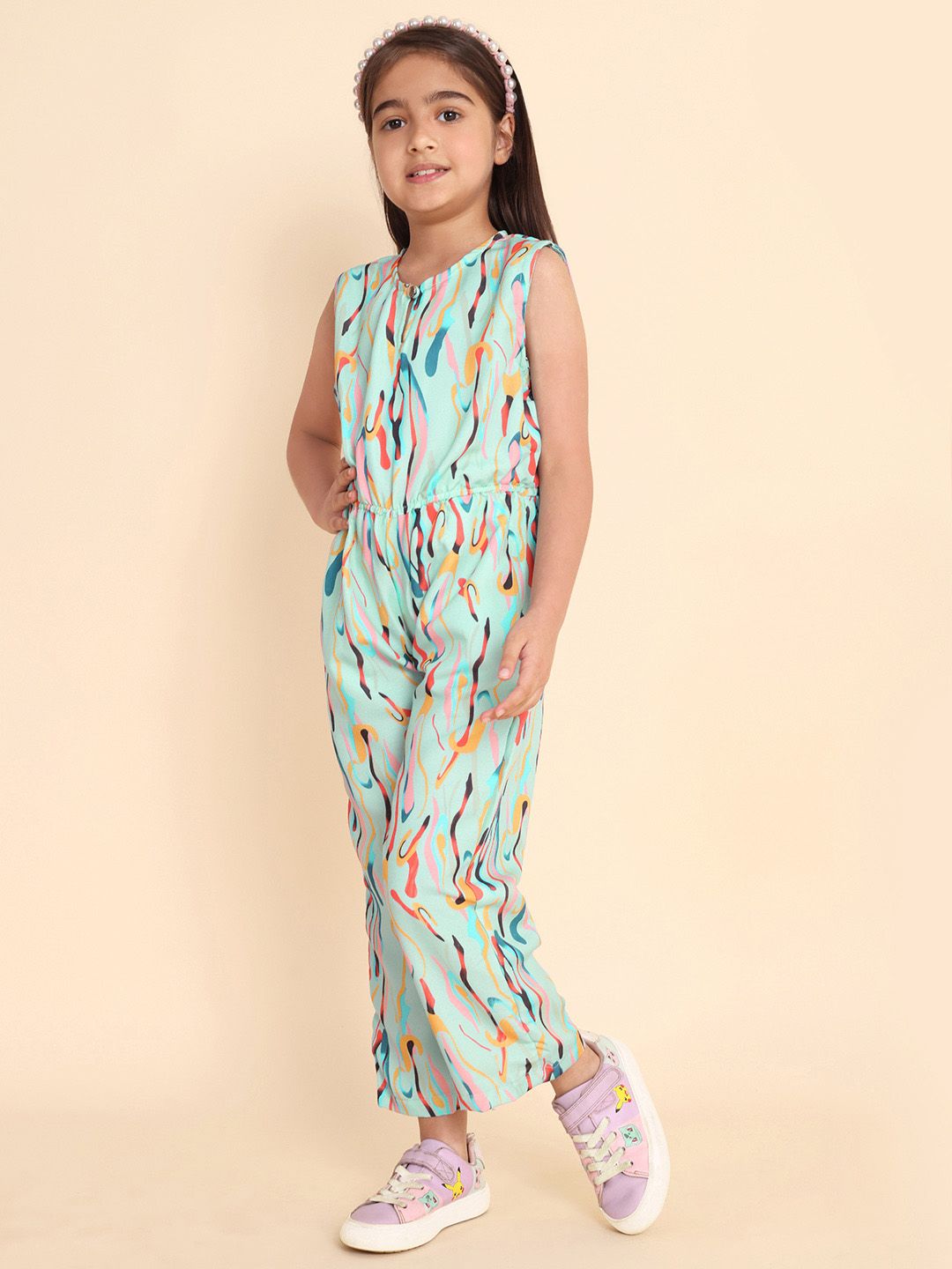 Girls Abstract Printed Basic Jumpsuit 4