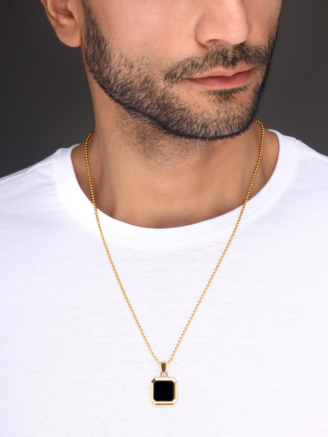 Bold by Priyaasi Men Brass Gold-Plated Stone-Studded Chain