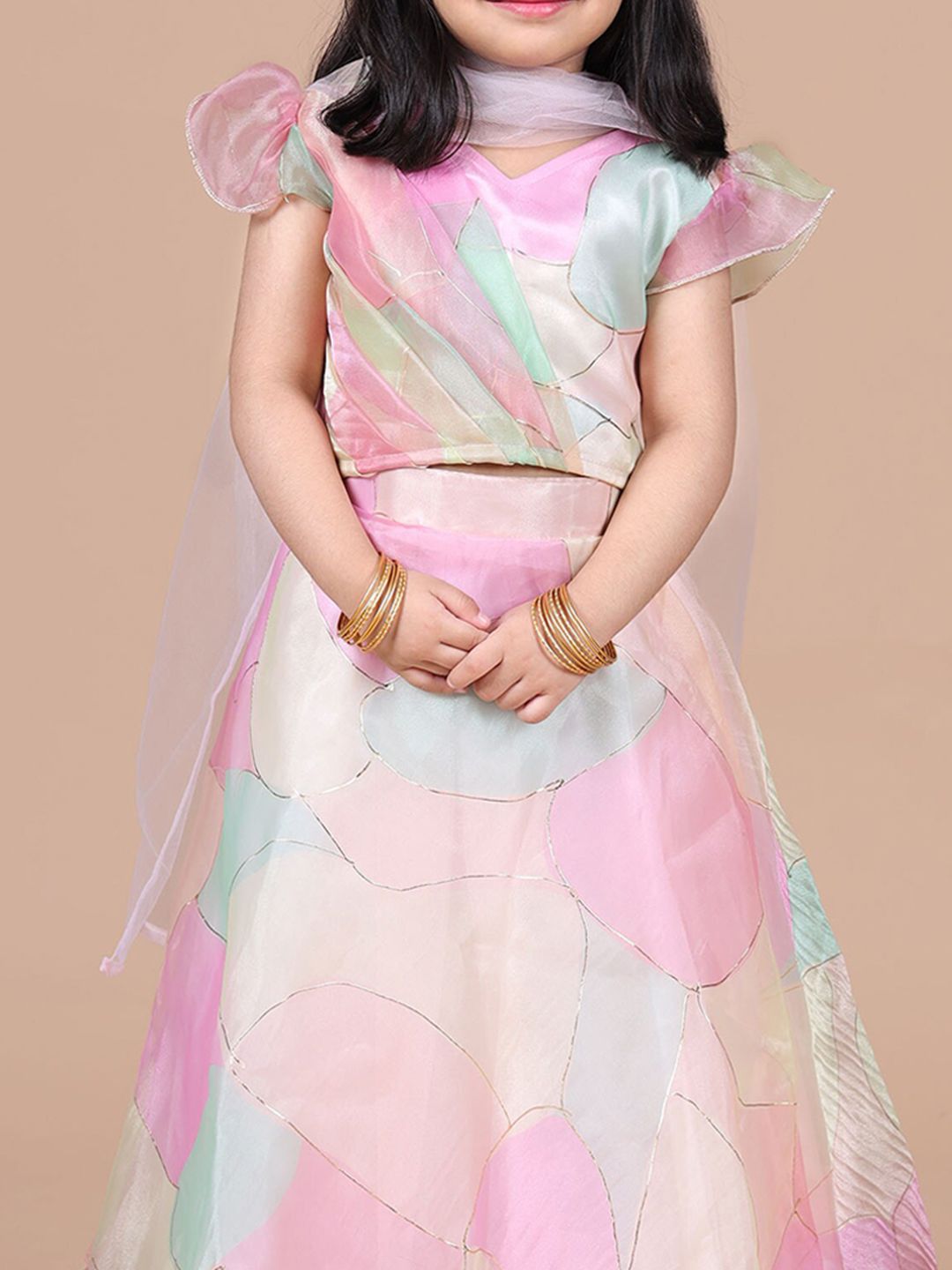 Girls Embellished Ready to Wear Lehenga & Blouse With Dupatta 2