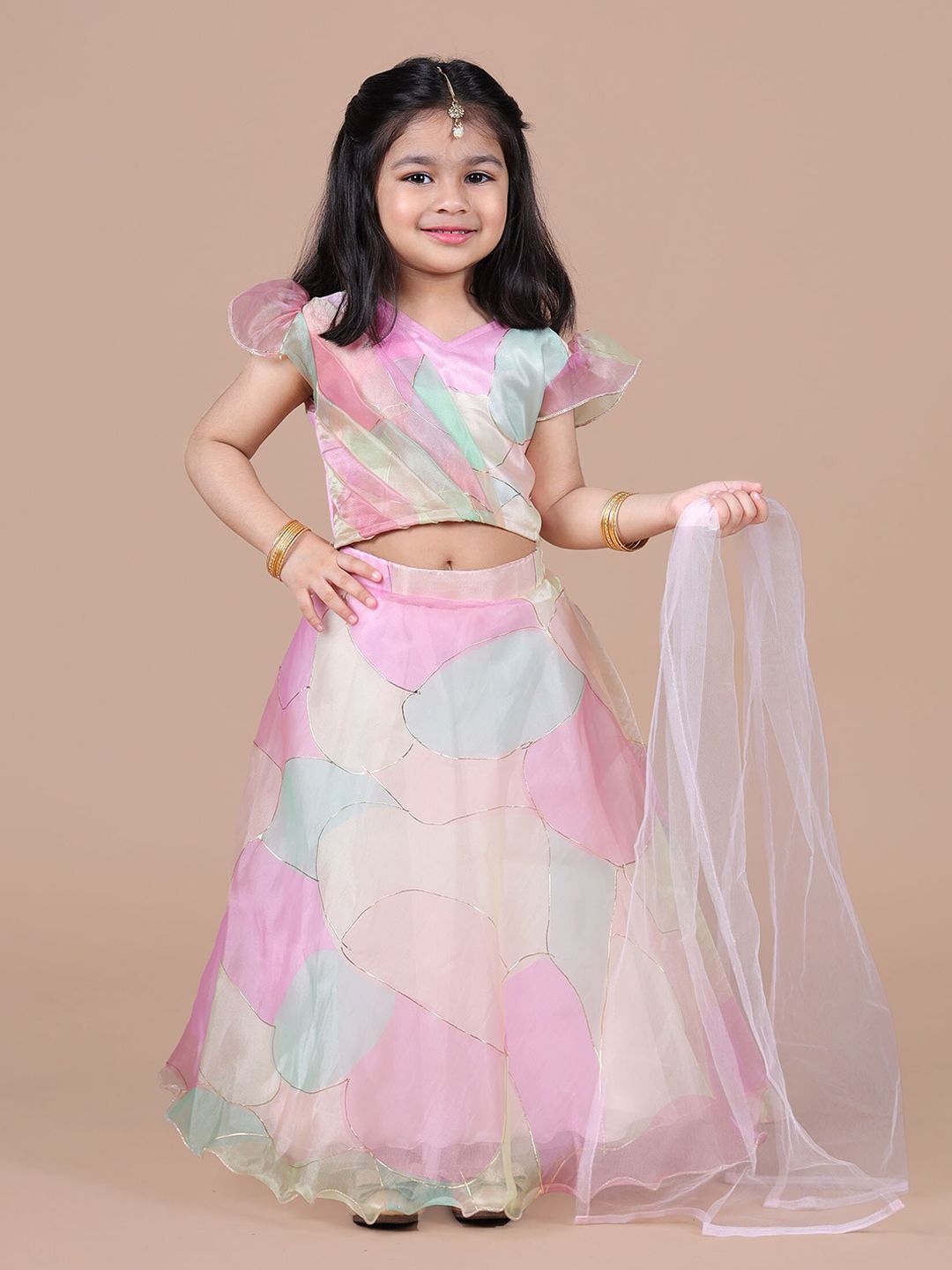 Girls Embellished Ready to Wear Lehenga & Blouse With Dupatta 5