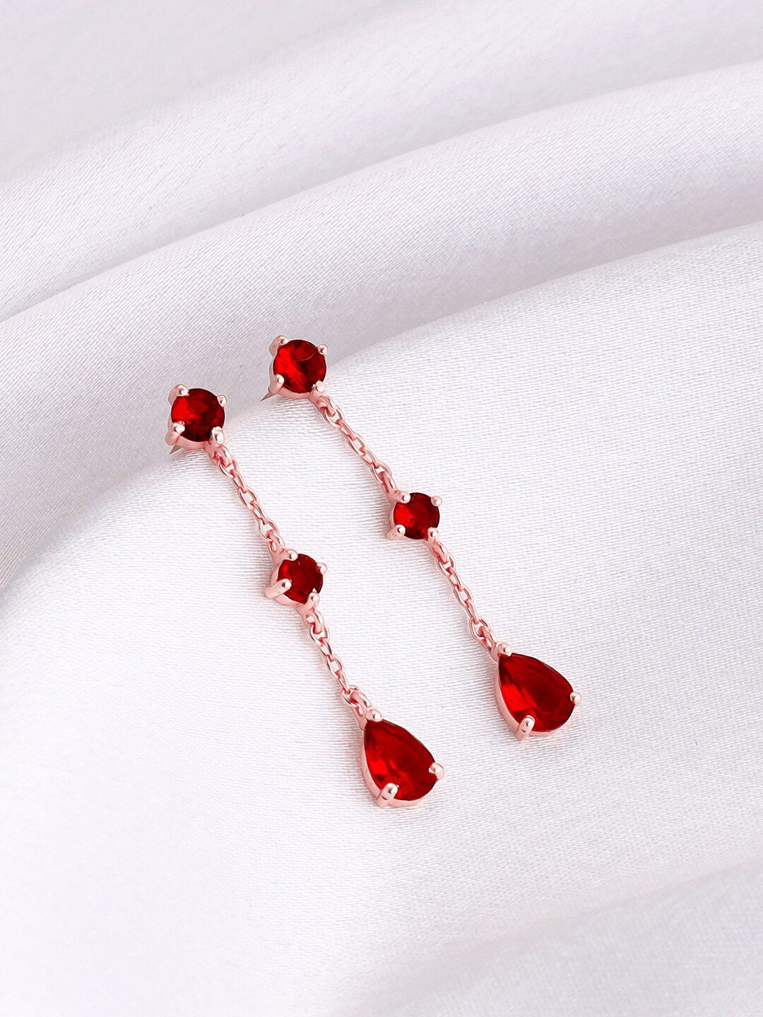 GIVA Rose Gold-Plated Sterling Silver Contemporary Drop Earrings