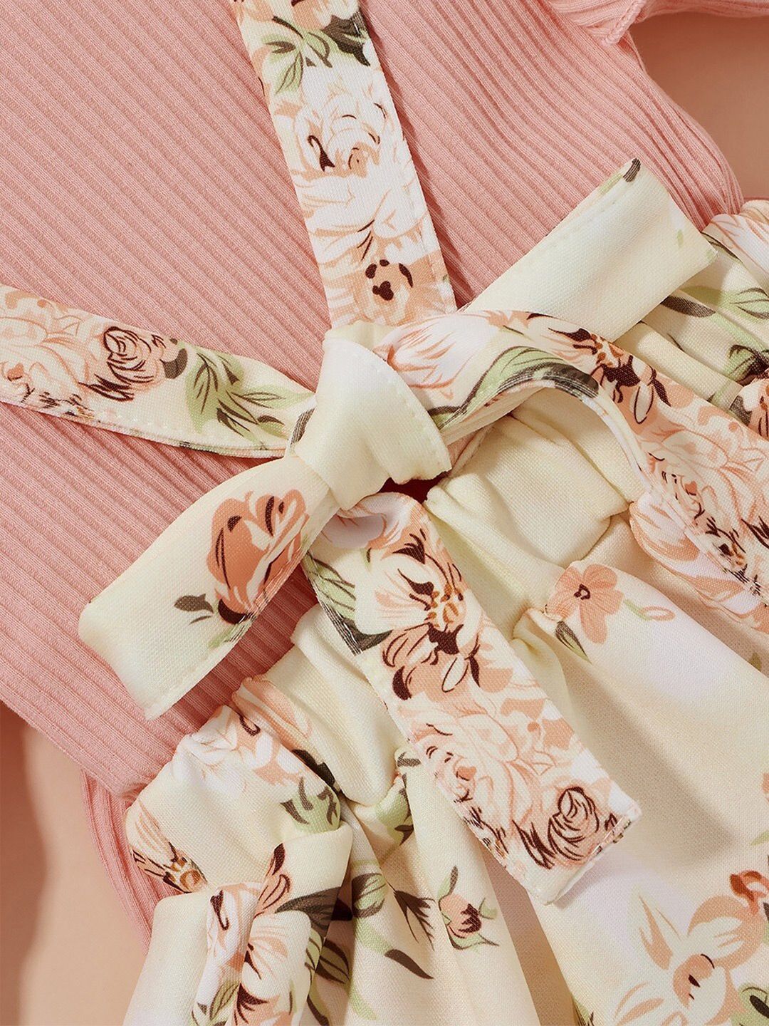 Girls Floral Printed Dungaree With Top 4