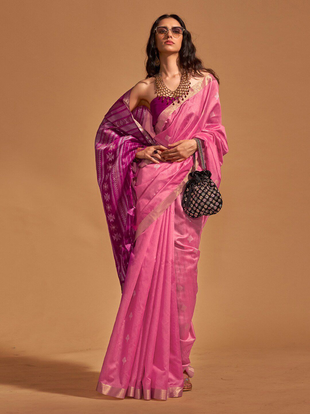 Mitera Ethnic Motifs Woven Design Zari Banarasi Saree