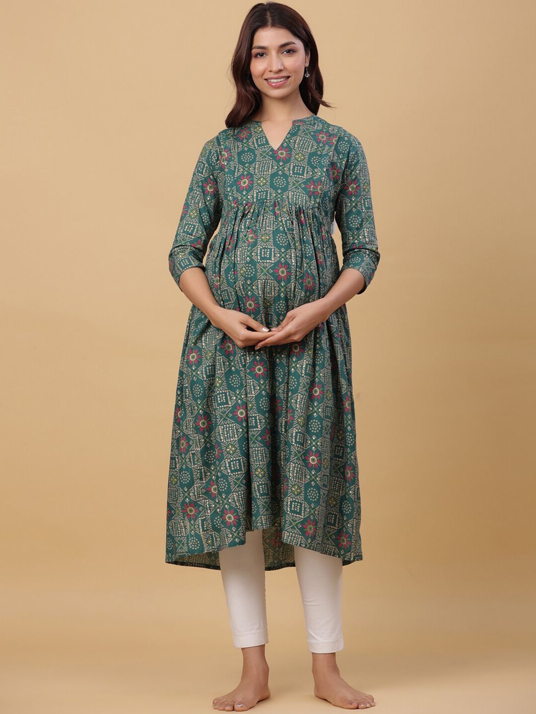 CRAFIQA Floral Printed Maternity & Nursing Kurta