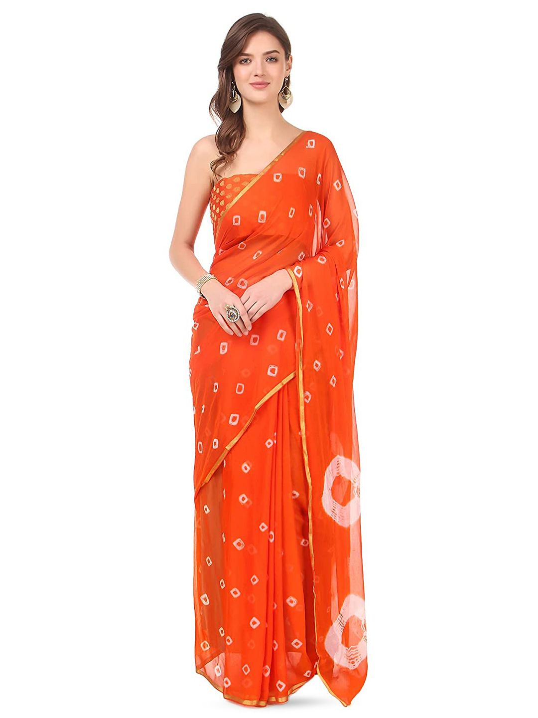 Reboot Fashions Bandhani Zari Pure Chiffon Bandhani Saree