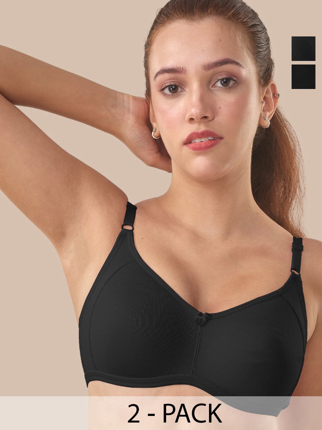 LUX VENUS Pack Of 2 Full Coverage Non Padded Cotton T-Shirt Bra With All Day Comfort