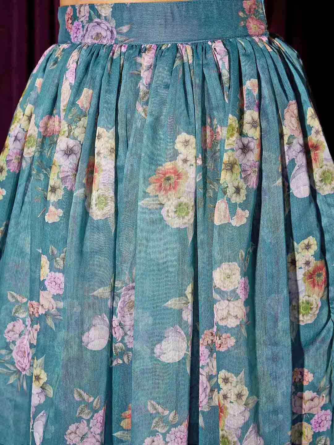 Floral Printed Ready To Wear Top With Lehenga 3