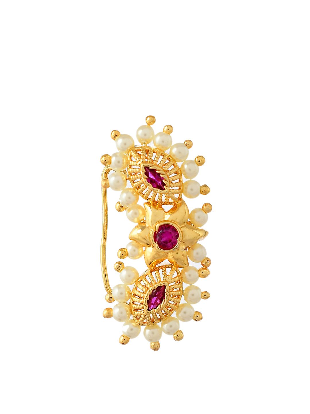 Shoshaa Gold-Plated Stones Studded & Beads Beaded Nospin