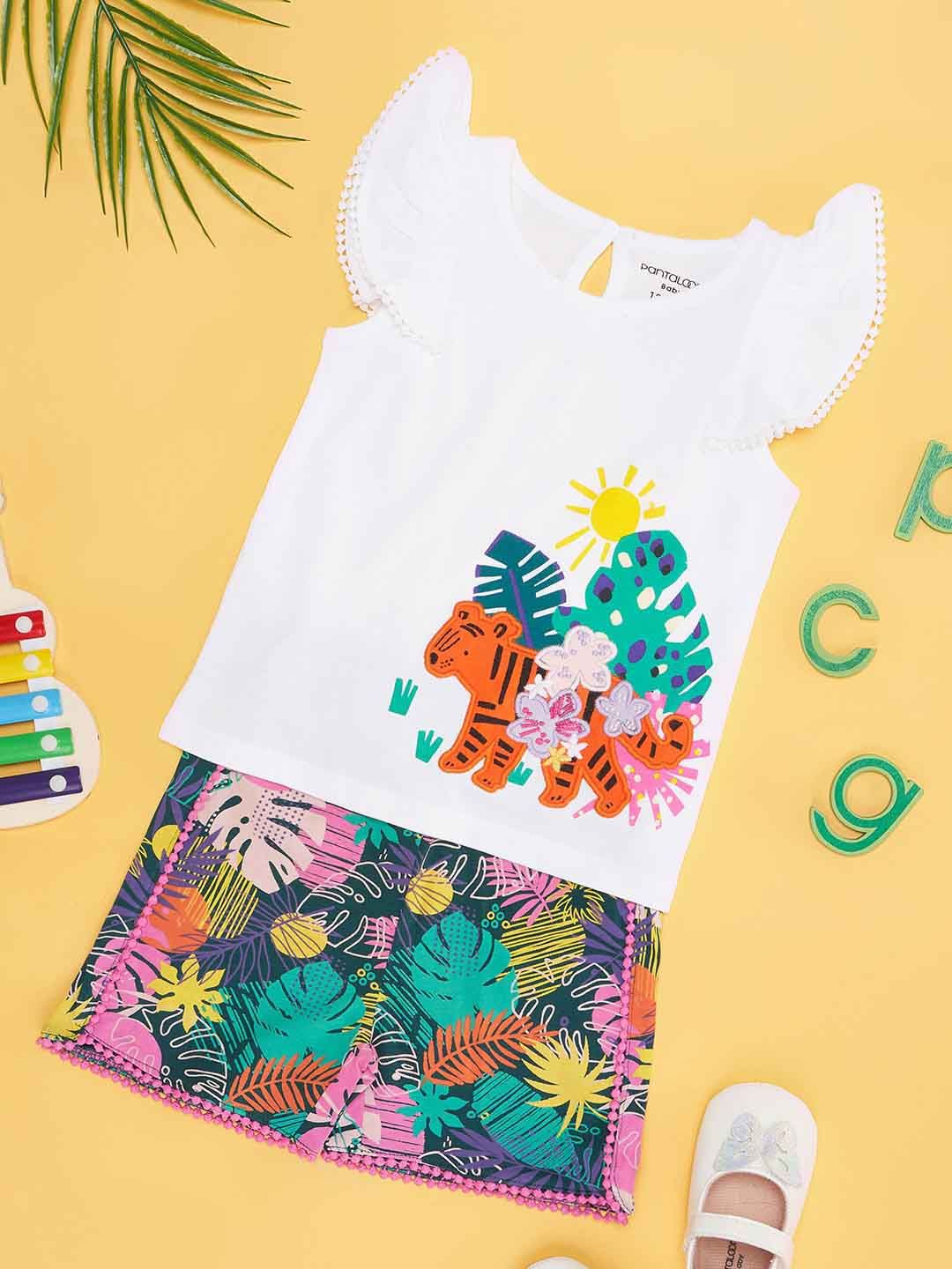 Buy Pantaloons Baby Infants Girls Printed Pure Cotton Top With Shorts -  - Apparel for Girls
