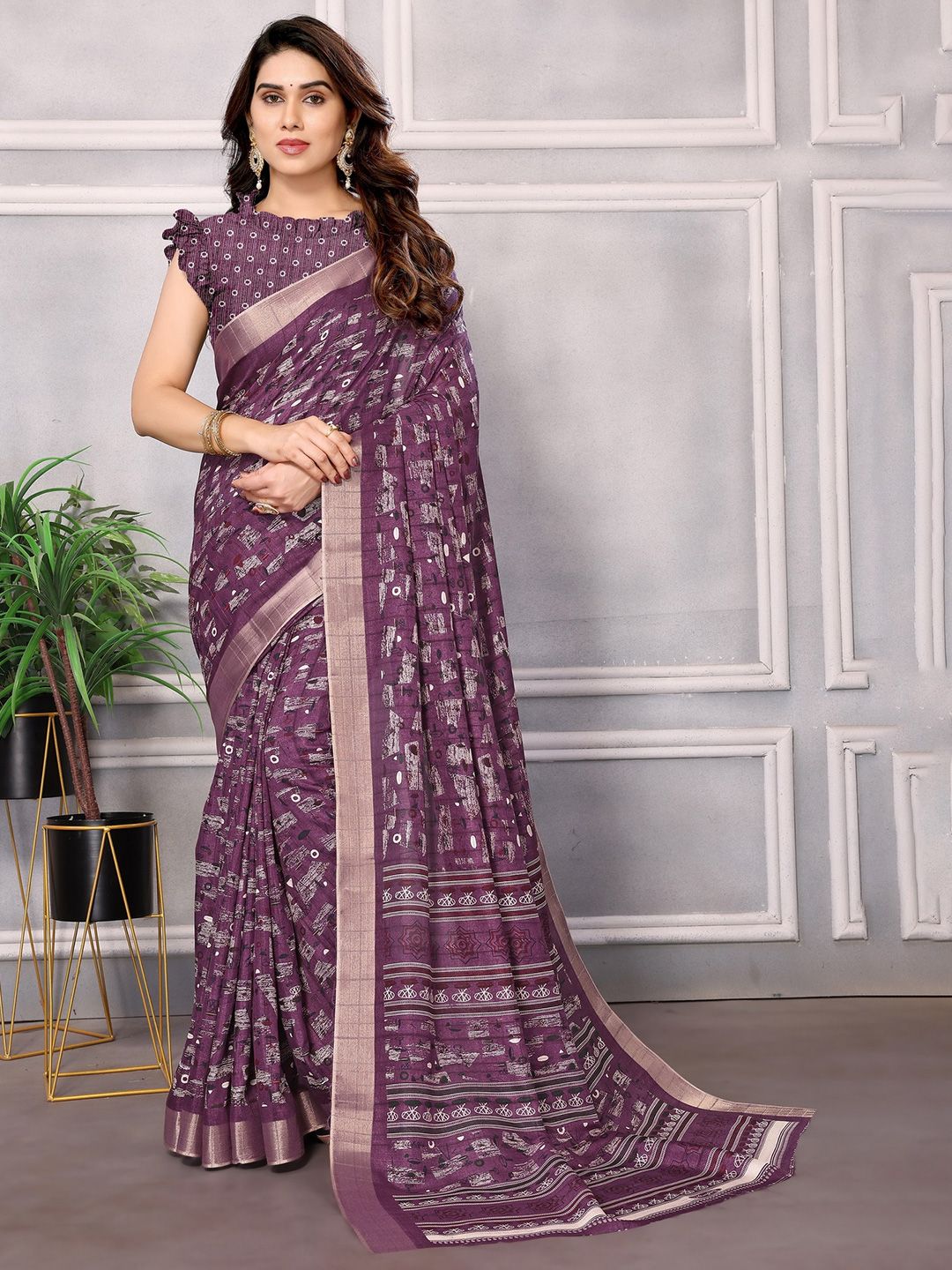 saretramall Zari Pure Cotton Maheshwari Saree