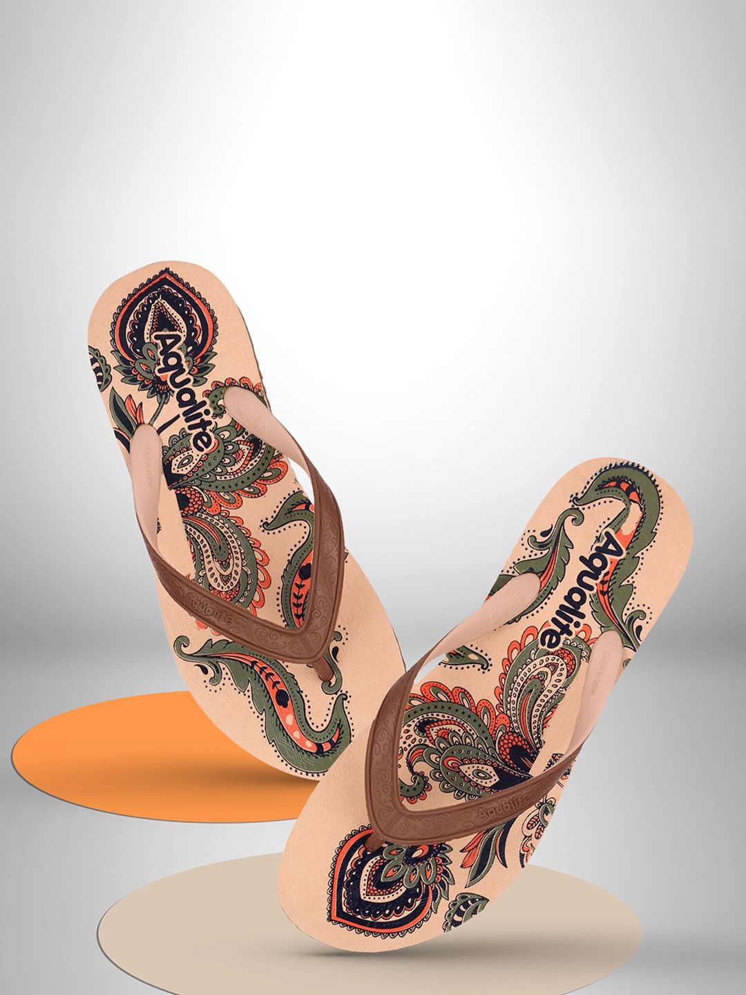 Aqualite Women Printed Rubber Thong Flip-Flops