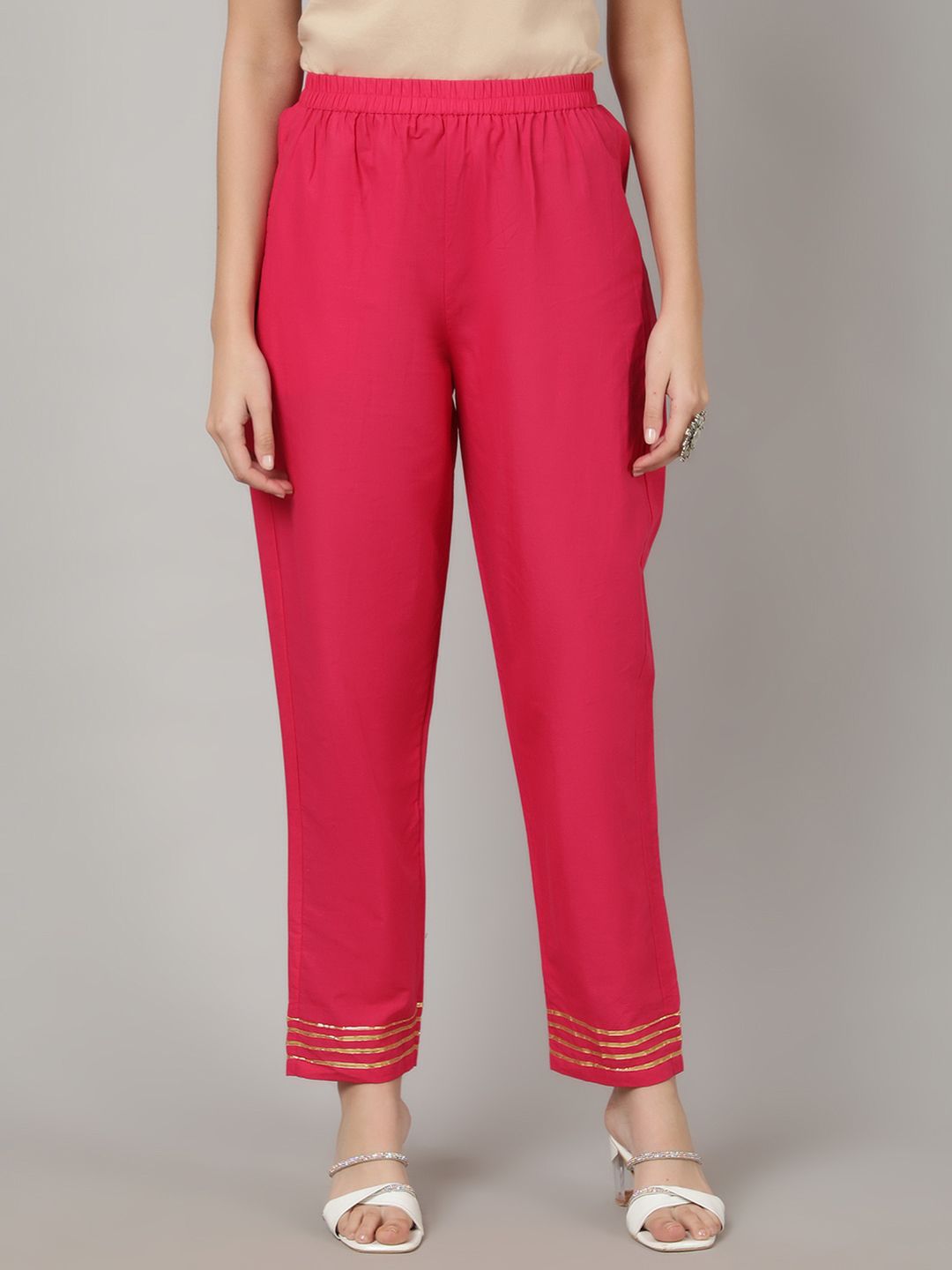 SAK JAIPUR Women Mid-Rise Cotton Trouser