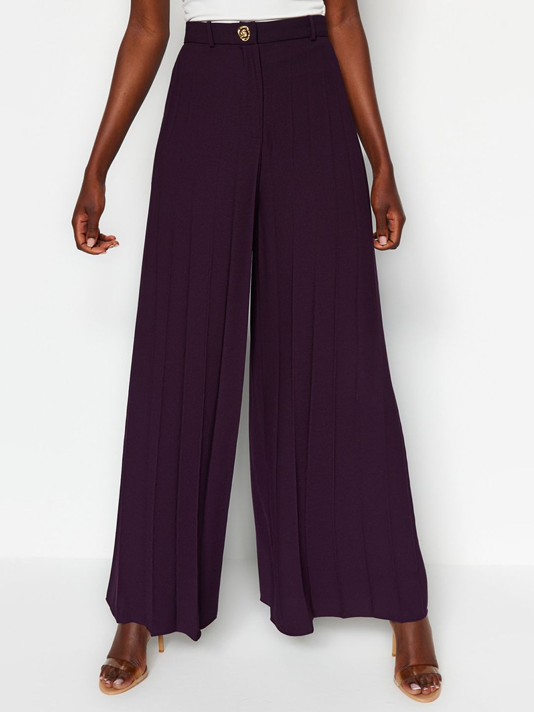 Trendyol Women High Rise Pleated Loose Fit Parallel Trouser