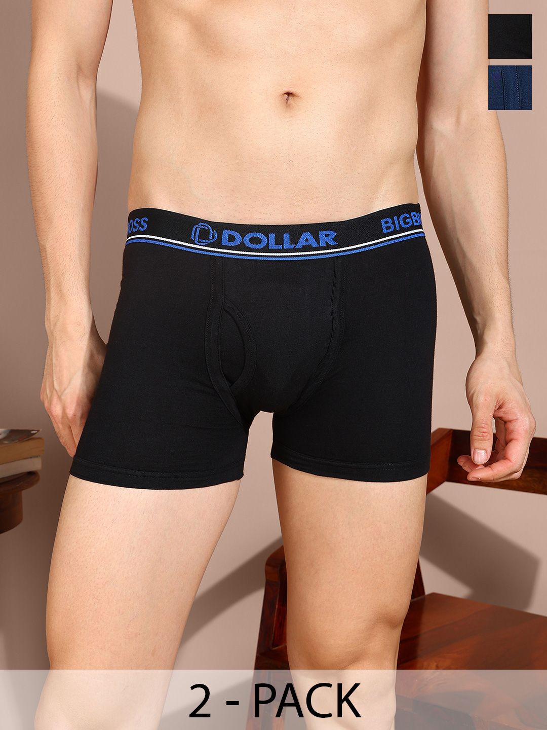 Buy Dollar Bigboss Men Solid Pack Of 2 Combed Cotton Classic Trunk -  - Apparel for Men