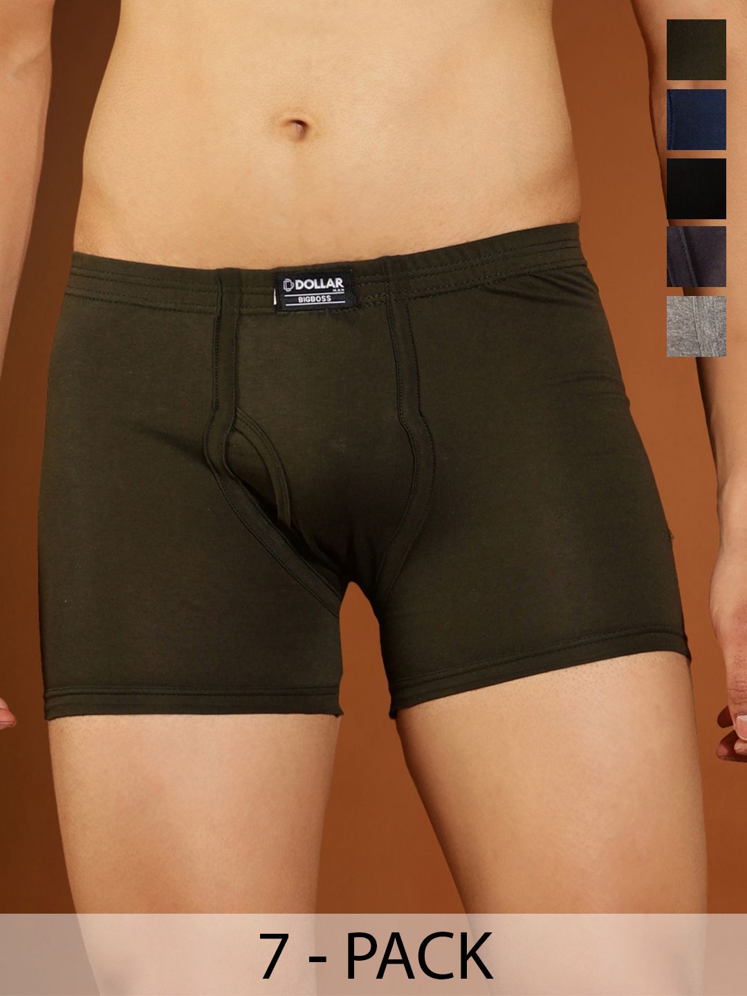 Buy Dollar Bigboss Men Solid Pack Of 7 Plush Backed Waistband Trunk -  - Apparel for Men