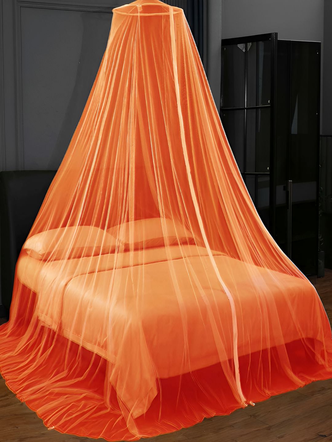 MARUTI ENTERPRISE Orange King Size Hanging Mosquito Net