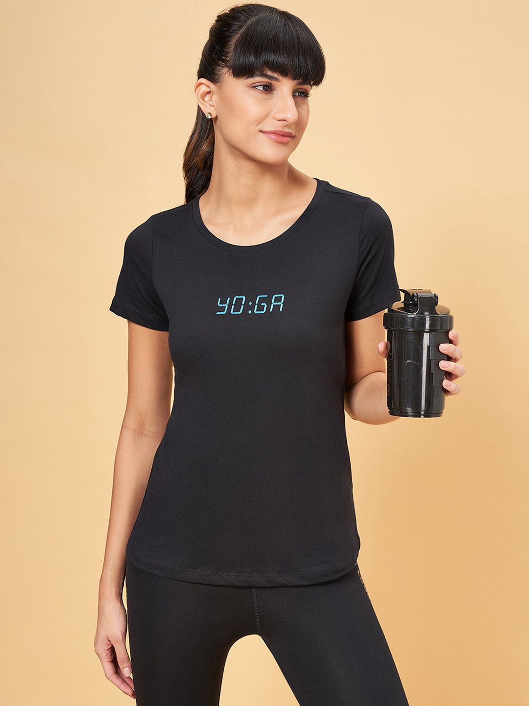 Ajile by Pantaloons Typography Printed Round Neck Short Sleeves Cotton Regular T-shirt
