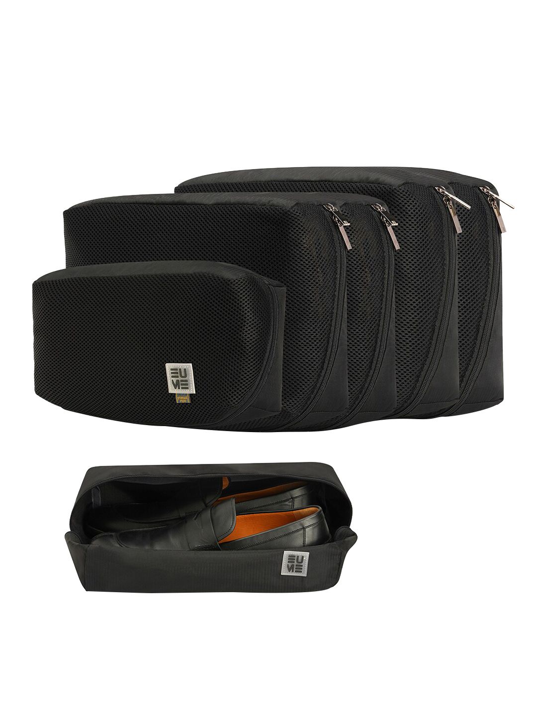 EUME Nylon Packing Cubes Set of 6 Travel Storage Pods & Luggage Organizers